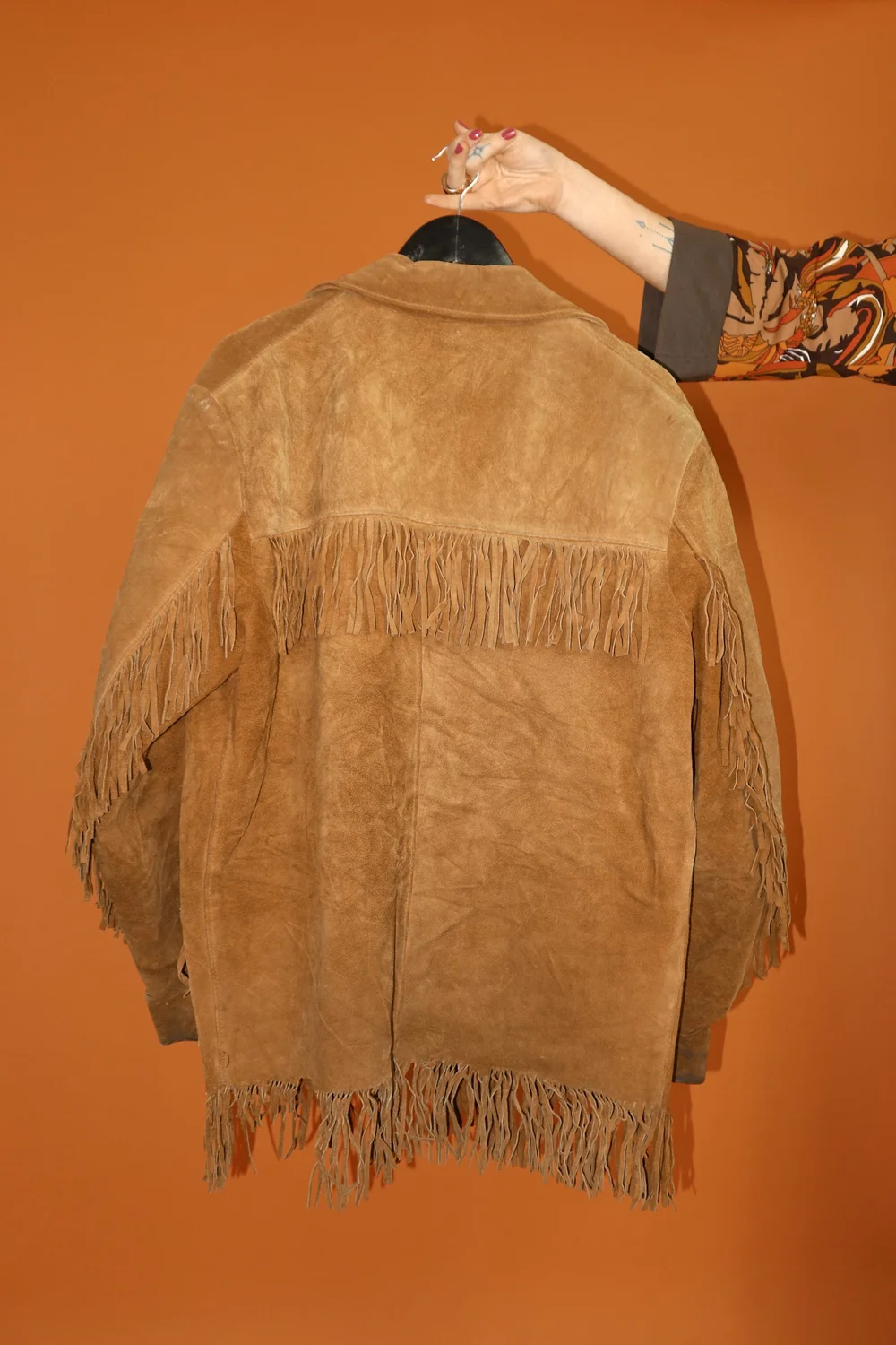VINTAGE 70S FRINGED SUEDE TASSEL TAN BROWN WESTERN JACKET - XLARGE